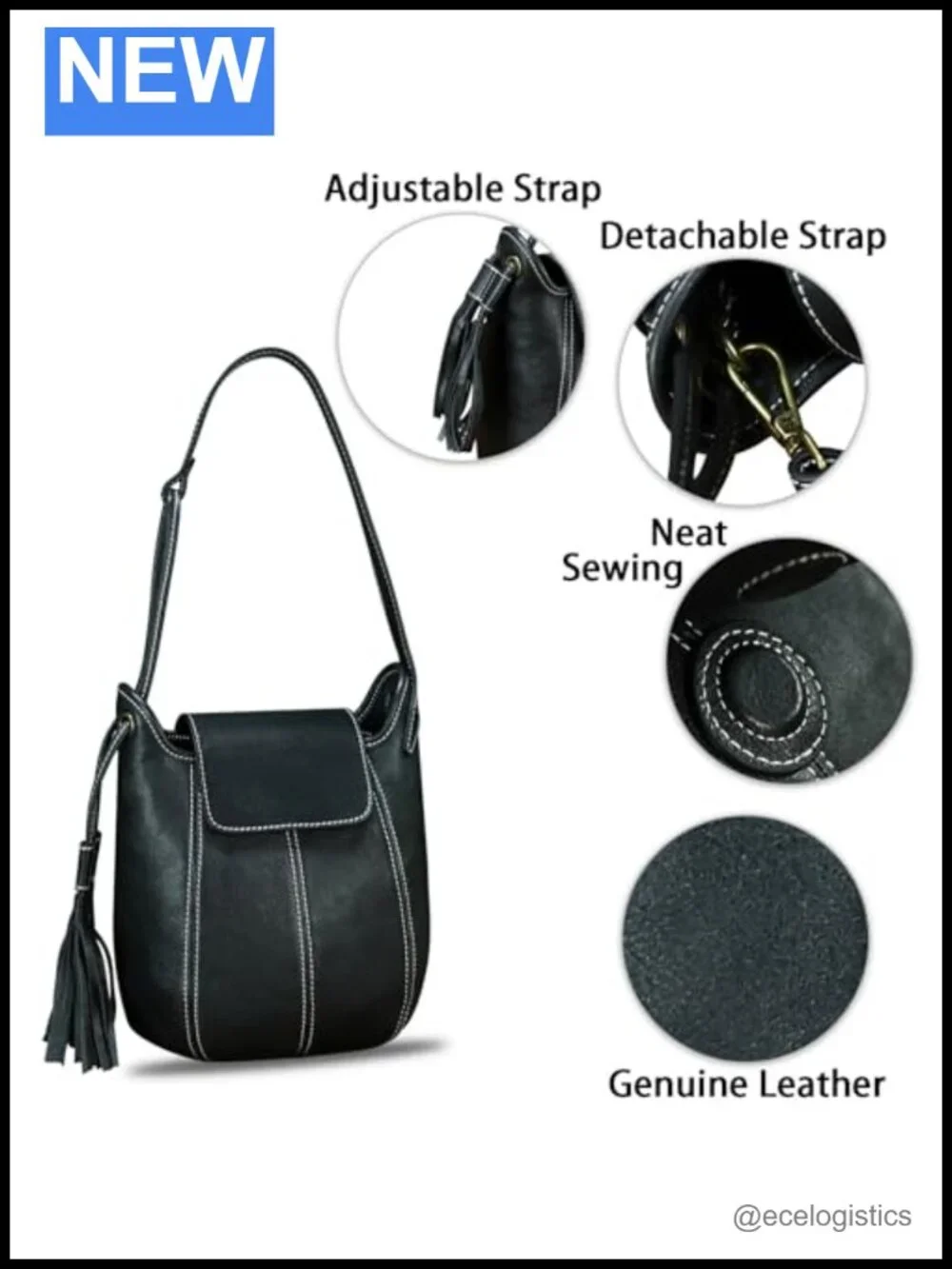 Genuine Leather Hobo Satchel Purse with Tassel